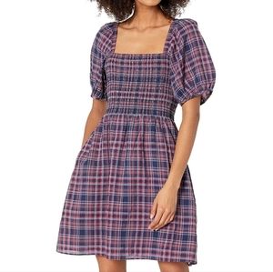 Mock neck Madewell retro mini dress in plaid size Large